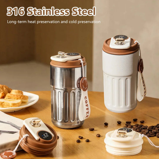 Smart Thermos Bottle LED Temperature Display Coffee Cup 