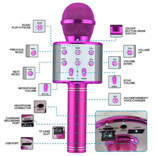 Wireless Bluetooth Karaoke Microphone Speaker 